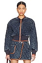 view 2 of 5 Angelika Cropped Quilted Bomber Jacket in Washed Indigo