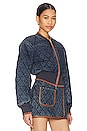 view 3 of 5 Angelika Cropped Quilted Bomber Jacket in Washed Indigo