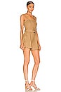 view 2 of 3 Yara Striped Linen Belted Romper in Topaz