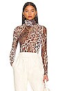 view 1 of 4 Asher Recycled Mesh Long Sleeve Top in Champagne Abstract Leopard
