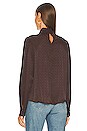 view 3 of 4 Janelle Mock Neck Cutout Top in Chocolate