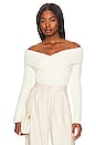 view 1 of 4 Aiden Fuzzy Knit Off Shoulder Top in Ivory