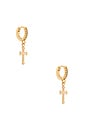 view 1 of 3 Maldives Cross Hoop Earrings in Gold