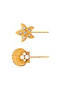 view 1 of 2 Asteroidea Bobby Pin Set in Crystal Antique Gold