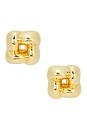 view 1 of 2 CLOUS D'OREILLES MINI WOVEN SQUARE in High Polish Gold