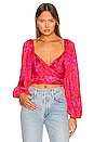 view 1 of 4 Electro Floral Delirious Wrap Top in Gloss Electro Floral Neon