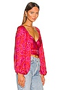 view 2 of 4 Electro Floral Delirious Wrap Top in Gloss Electro Floral Neon