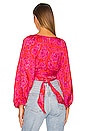 view 3 of 4 Electro Floral Delirious Wrap Top in Gloss Electro Floral Neon