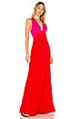 view 2 of 3 Jill by Jill Stuart Color Block Gown in Begonia Pink & Poppy Red