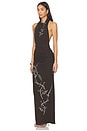 view 1 of 5 Dahlia Rhinestone Halter Gown in Chocolate Brown