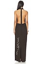 view 4 of 5 Dahlia Rhinestone Halter Gown in Chocolate Brown