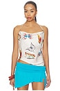 view 1 of 4 Satin Cowl Neck Halter Top in Cream Butterfly Kaleidoscope
