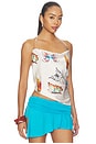 view 2 of 4 Satin Cowl Neck Halter Top in Cream Butterfly Kaleidoscope