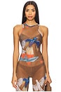 view 1 of 4 Mesh Tank Top in Brown