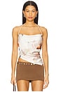 view 1 of 5 Printed Cowl Neck Halter Top in Cream