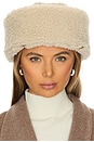 view 1 of 4 Arella Shearling Hat Tan in Tan & Cream