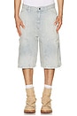 view 1 of 6 Distressed Pinstripe Carpenter Jorts in Blue