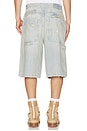 view 3 of 6 Distressed Pinstripe Carpenter Jorts in Blue