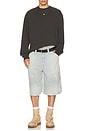 view 4 of 6 Distressed Pinstripe Carpenter Jorts in Blue