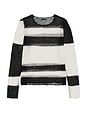 view 2 of 3 Color Bloke Stripe Open Knit Sweater in White & Black