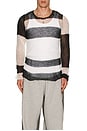view 3 of 3 Color Bloke Stripe Open Knit Sweater in White & Black