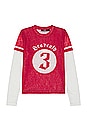 view 1 of 3 Double Layer Varsity Top in Red