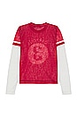 view 2 of 3 Double Layer Varsity Top in Red