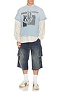 view 3 of 4 Make Noise Spliced Frayed T-Shirt in Light Blue