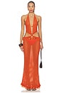 view 1 of 4 Crochet Bead Trim Maxi Dress in Orange