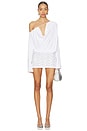 view 2 of 4 Draped Mini Dress With Stud Skirt in White