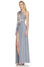 view 3 of 5 Asymmetrical Maxi Dress With 3d Flowers in Grey