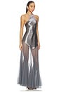 view 3 of 5 VESTIDO HALTERNECK SATIN MESH MAXI in Grey