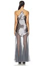 view 4 of 5 VESTIDO HALTERNECK SATIN MESH MAXI in Grey