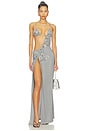 view 1 of 5 VESTIDO BEADED FRAYED MAXI in Grey