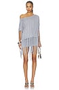 view 1 of 4 Ophidian Fringe Jersey Mini Dress in Grey Marl