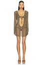 view 1 of 5 Knit Hooded Cutout Mini Dress in Green