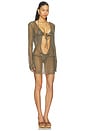 view 2 of 5 Knit Hooded Cutout Mini Dress in Green