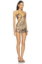view 2 of 4 x REVOLVE Gold Feather Print Mini Dress in Brown