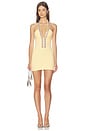 view 1 of 4 Gem Stone Trim Plunge Mini Dress in Yellow