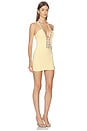 view 2 of 4 Gem Stone Trim Plunge Mini Dress in Yellow