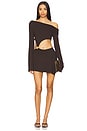 view 1 of 4 Trim Asymmetric Dress in Brown