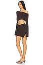 view 3 of 4 Trim Asymmetric Dress in Brown