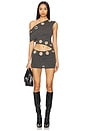 view 1 of 4 Asymmetric Eyelet Dress in Dark Grey