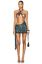 view 1 of 4 Halterneck Asymmetric Tie Mini Dress in Multi