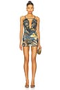 Strappy Back Printed Plunge Dress