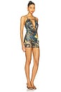 Strappy Back Printed Plunge Dress