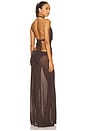 view 3 of 4 Knitted Trim Plunge Dress in Brown