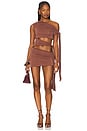 view 1 of 4 Mena Knotted Mini Dress in Brown
