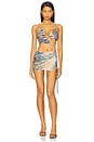 view 1 of 4 Asymmetric Plunge Mini Dress in Clashing Prints