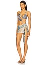 view 3 of 4 Asymmetric Plunge Mini Dress in Clashing Prints